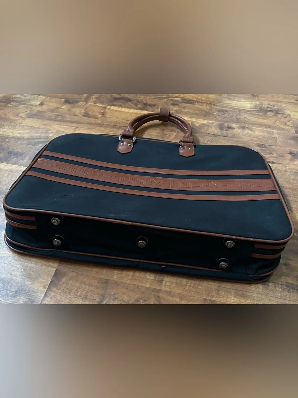 Vintage Yves Saint Laurent YSL Original Travel Duffle Bag Weekender Black Brown